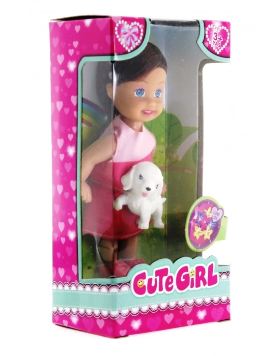 ÇOK SATAN Cute Girl Köpek Figürlü Kumral Mini Bebek