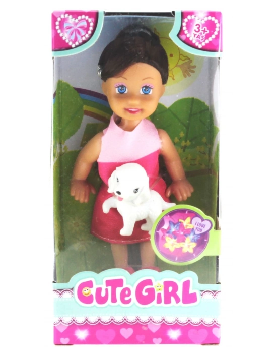 ÇOK SATAN Cute Girl Köpek Figürlü Kumral Mini Bebek