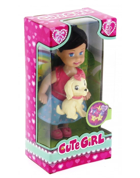 ÇOK SATAN Cute Girl Sarı Köpekli ve Kumral Mini Bebek