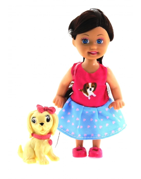 ÇOK SATAN Cute Girl Sarı Köpekli ve Kumral Mini Bebek