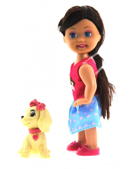 ÇOK SATAN Cute Girl Sarı Köpekli ve Kumral Mini Bebek