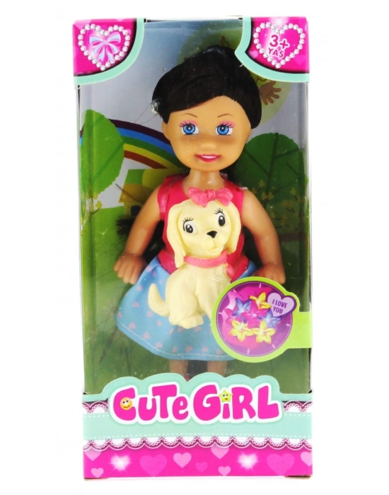 ÇOK SATAN Cute Girl Sarı Köpekli ve Kumral Mini Bebek