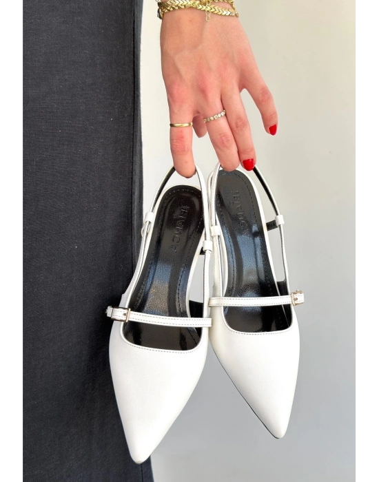 Darina Beyaz Cilt Topuklu Ayakkabı