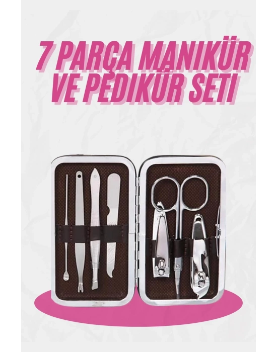 ÇOK SATAN Deri Çanta Hediyeli 7 Parça Manikür-Pedikür Tırnak Bakım Seti