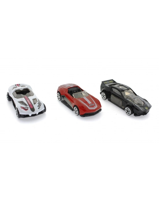 ÇOK SATAN Die Cast Metal 3lü Yarış Arabaları Siyah Araçlı