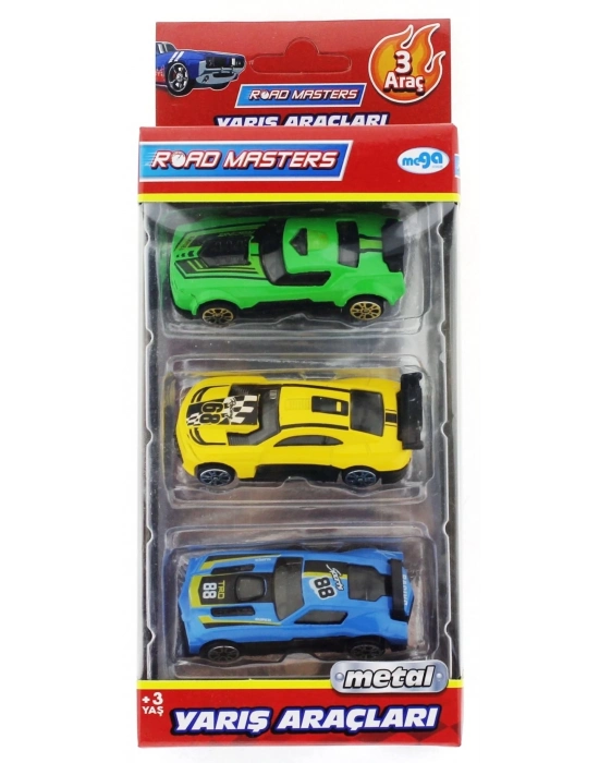 ÇOK SATAN Die Cast Metal 3lü Yarış Arabaları Yeşil Araçlı