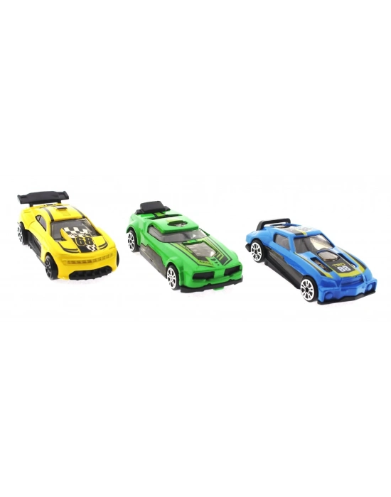 ÇOK SATAN Die Cast Metal 3lü Yarış Arabaları Yeşil Araçlı