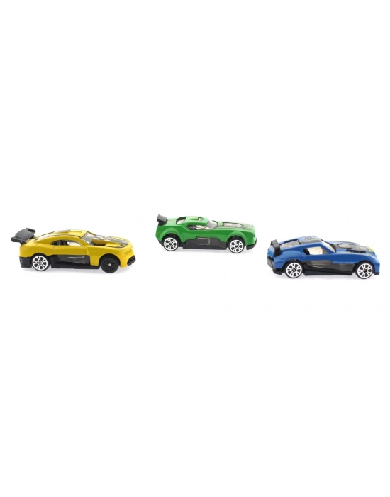 ÇOK SATAN Die Cast Metal 3lü Yarış Arabaları Yeşil Araçlı