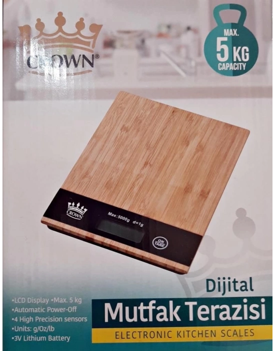 ÇOK SATAN Dijital Lcd Mutfak Tartısı Terazisi 5kg Bambu Desenli
