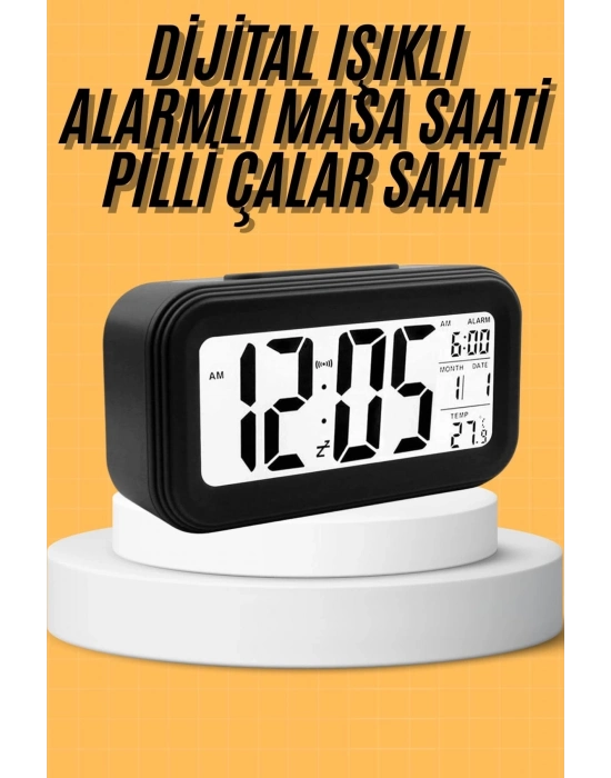 ÇOK SATAN Dijital Masa Saati Takvim Çalar Saat Alarmlı Işıklı Led Ekran Pilli