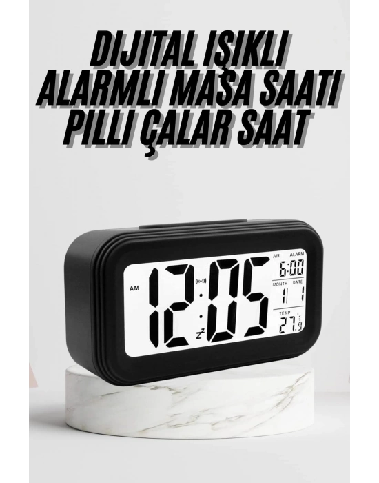 ÇOK SATAN Dijital Masa Saati Termometre Takvim Led Ekran Pilli Ev Ofis Masası