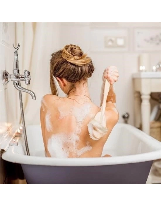 ÇOK SATAN Doğal At Kılı Selülit Karşıtı Sapı Çıkabilen Ahşap Banyo Fırçası