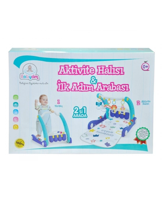 ÇOK SATAN E0633 Aktivite Halısı&İlk Adım Arabası 2IN1 -Mavi ,Birlik