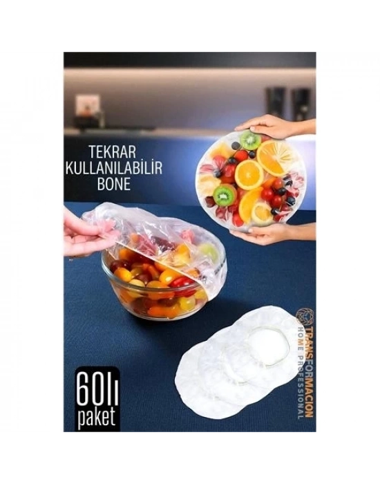 ÇOK SATAN Esnek Kase Bonesi – 60 Adet, 25 cm’e Kadar Uyumlu, Tekrar Kullanılabilir Tabak Bone