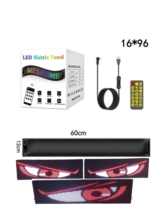 ÇOK SATAN Esnek Katlanabilir Panel Led Cama Yapışır Uygulama İle Kontrol Dijital Tabela Kayar 60cm 16X96 LED