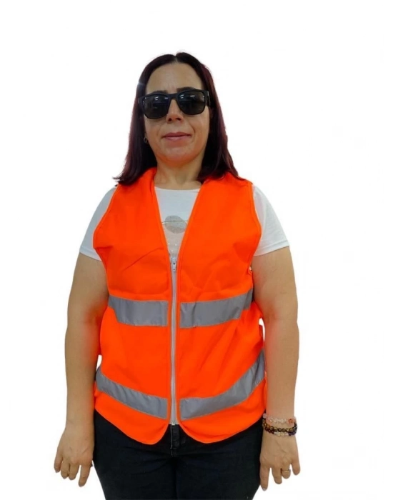 ® Fermuarlı Turuncu İkaz Yeleği XL Beden 59 cm