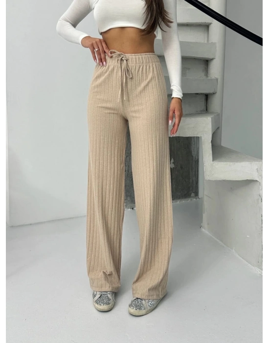 Fitilli şardonlu pantolon bej a4058