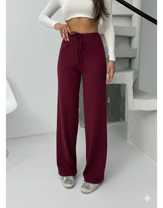Fitilli şardonlu pantolon bordo a4058