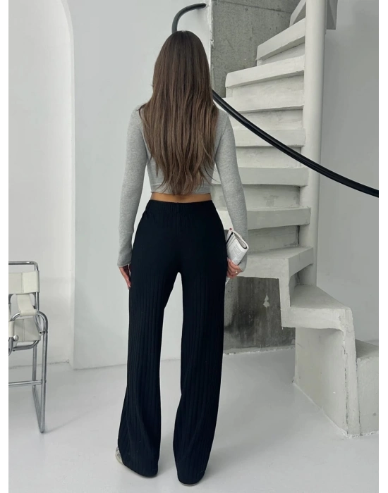 Fitilli şardonlu pantolon siyah a4058