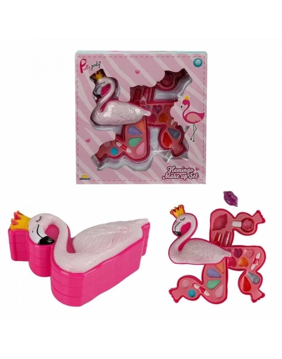 ÇOK SATAN Flamingo Şekilli 3 Katlı Makyaj Güzellik Seti