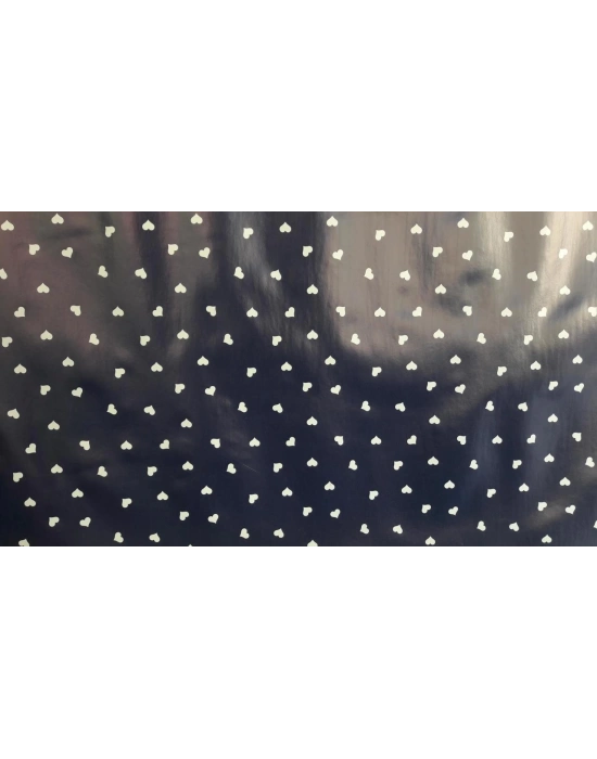 ® Florista Beyaz Kalp Lacivert Masa Örtüsü 1 Metre