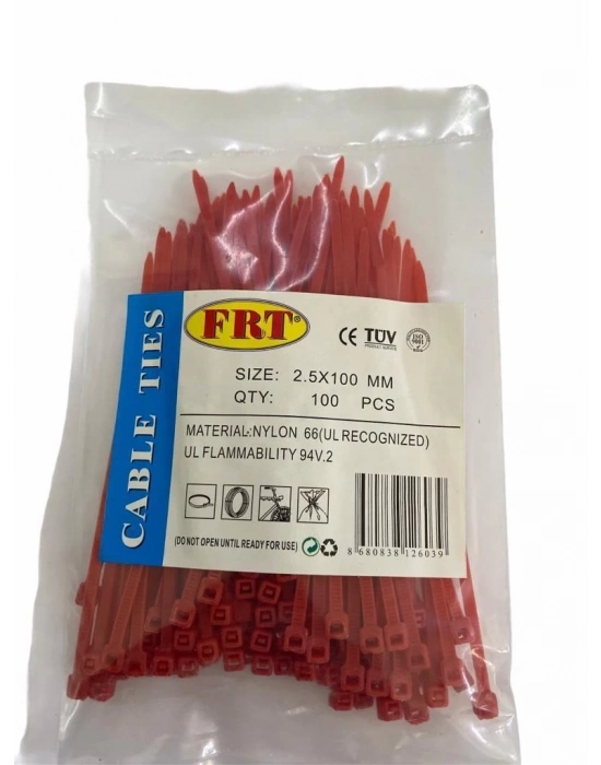 FRT Kırmızı 2,5x100 Kablo Bağı