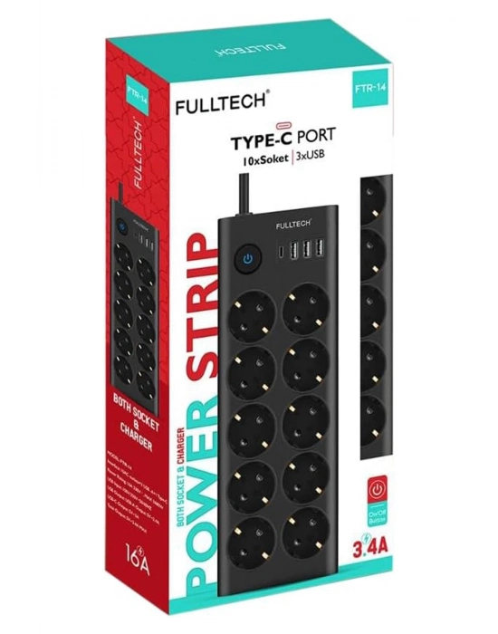 ÇOK SATAN Ftr14 Type-c Girişli Akım Korumalı 10’lu Priz, 3 Usb
