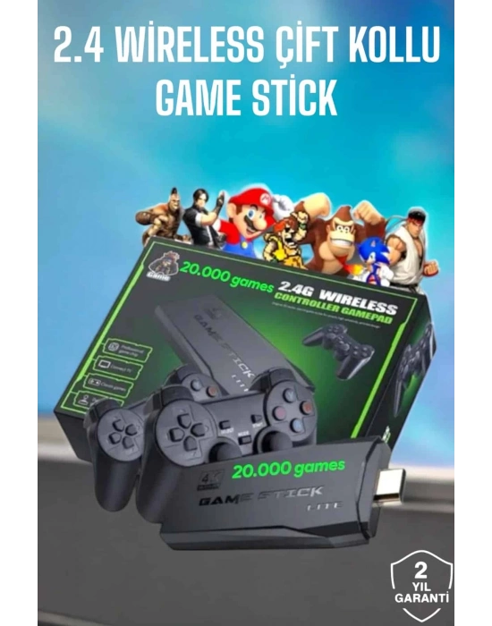 ÇOK SATAN Game Stick 2000 Oyunlu 2.4G Kablosuz Çift Kol Yüksek Hassasiyetli Wireless
