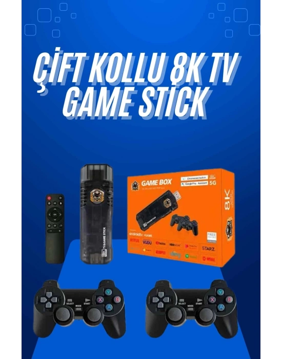 ÇOK SATAN Game Stick Çift Oyun Konsolu Smart TV Game Box 8k Ultra HD 64 Gb