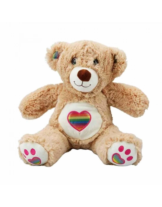 ÇOK SATAN Gökkuşağı Kalpli Peluş Ayı 30 cm.1 Adet Fiyatıdır