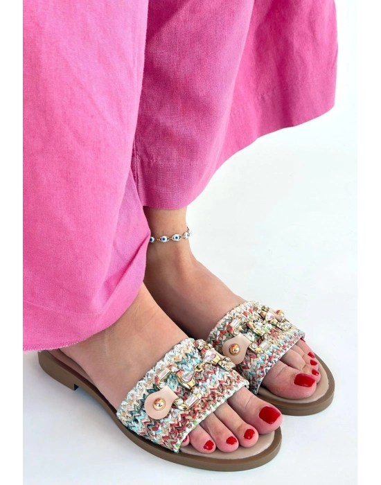 Gonne Renkli Hasır Dokuma Terlik