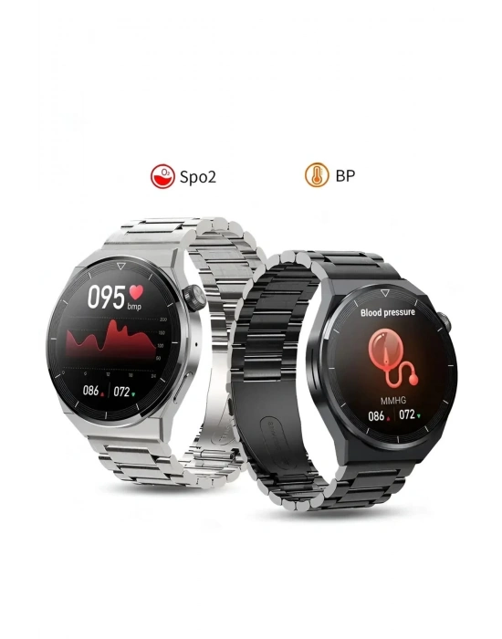 ÇOK SATAN GT3 Max Elegant Smart Watch GT3 Max Elegant Erkek Akıllı Saat Deri-Metal-Silikon 3 Kordonlu
