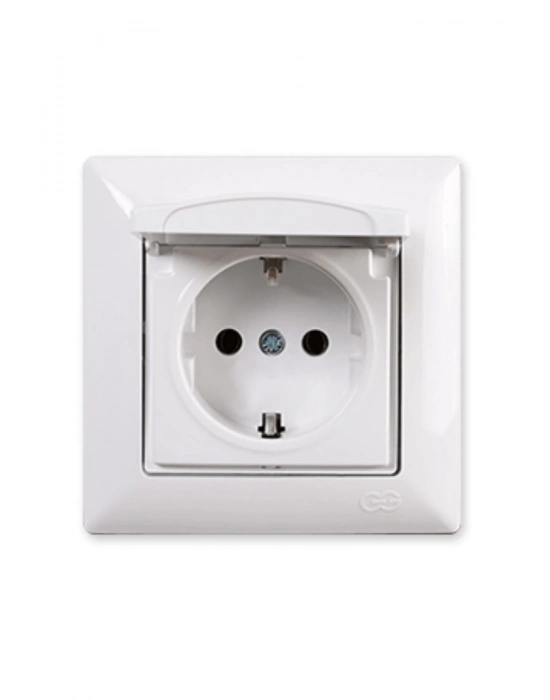 ® Günsan Fantasy Kapaklı Topraklı Priz Beyaz Renk