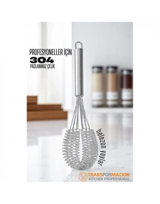 ® Helezon Yaylı Çırpıcı 304 Paslanmaz Çelik Makarna Çırpıcı Çırpma Teli