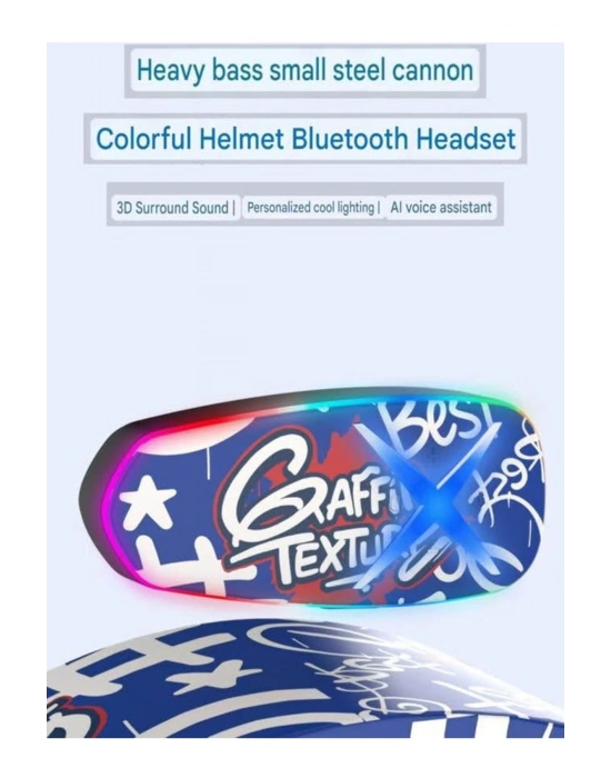 ÇOK SATAN Helmet Graffiti Motor Kask Kulaklık Rgb Modlu Su Geçirmez 6.0 Bluetooth Intercom Yenı Model