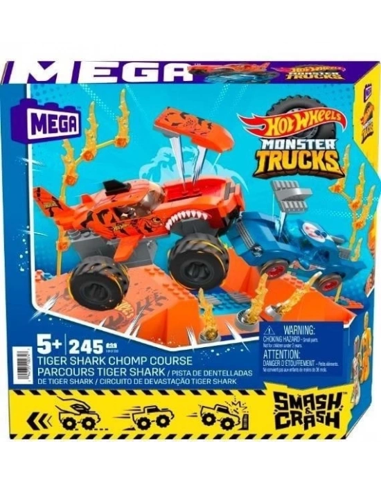 ÇOK SATAN HKF88 MEGA™ Hot Wheels® Smash n Crash Tiger Shark Çarpışma Seti 245 parça +5 yaş