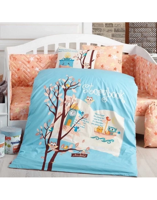 ÇOK SATAN Hobby Dream Clock Mavi Poplin Bebek Nevresim Takımı