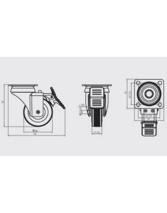 HTS 334 50X20 Tablalı Döner Frenli Teker