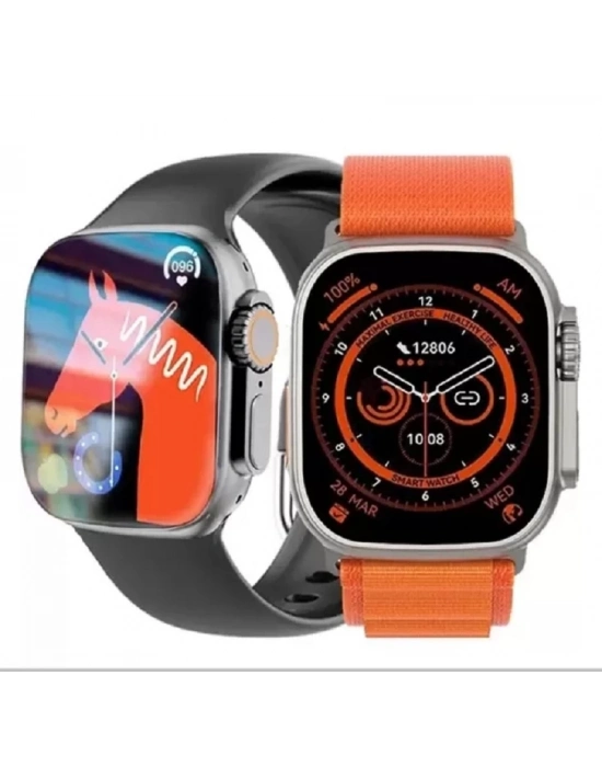 ÇOK SATAN Hw8 Ultra Çift Kordon 49mm - Siri Nfc Bluetooth Arama Konuşma - İos & Android Uyumlu Akıllı Saat