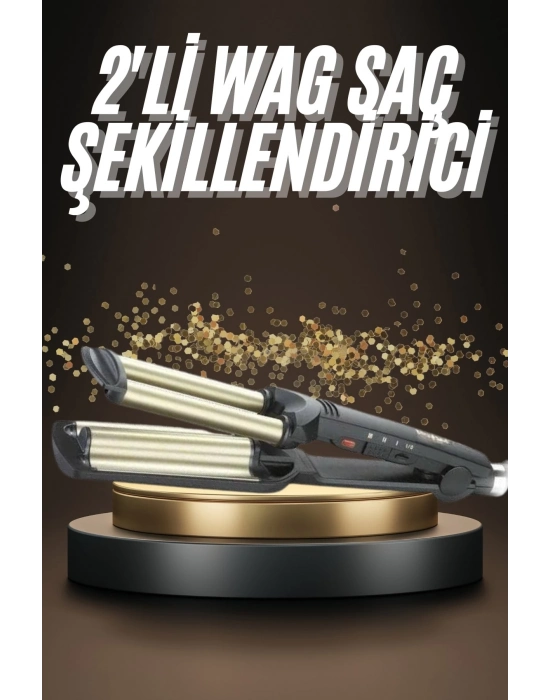 ÇOK SATAN İkili Wag Maşa Saç Şekillendirici Seramik Kaplama Isı Ayarlı