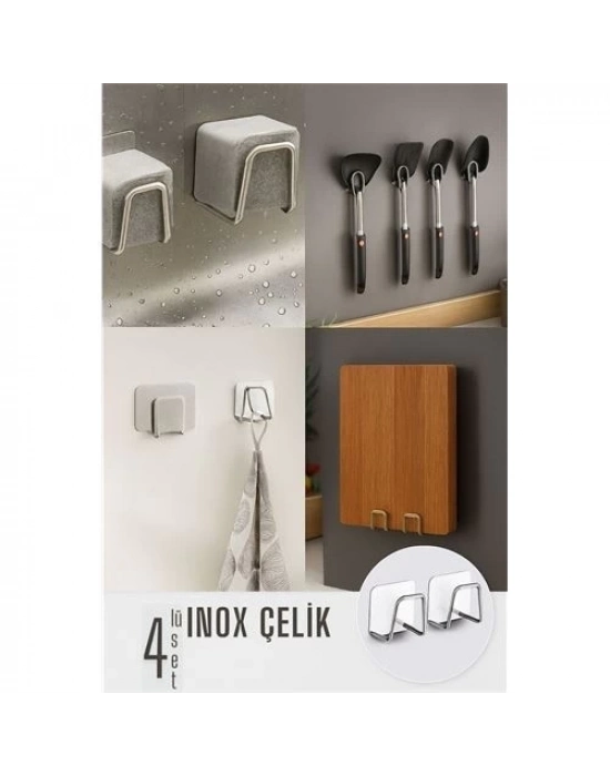 ÇOK SATAN Inox Çelik Çok Amaçlı Askı - Banyo Askısı - Mutfak Askısı Profesyonel 4 lü SET