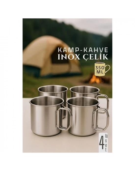 ÇOK SATAN Inox Çelik Kamp Kupası - Kamp Bardağı 350 ml 4 LÜ SET