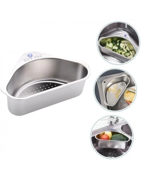 ÇOK SATAN Inox Lavabo Köşe Süzgeci Organizer 304 Paslanmaz Çelik