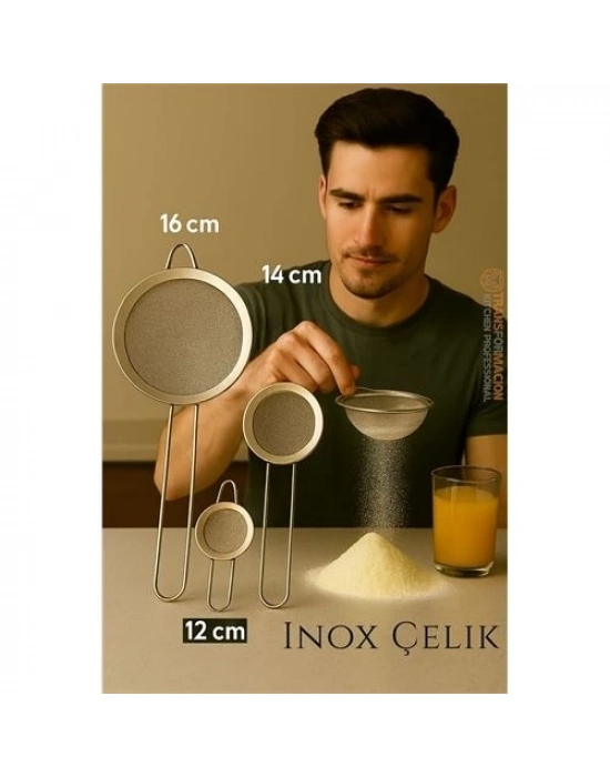 ÇOK SATAN Inox Süzgeç Seti - 3 Boy Çok Amaçlı Süzgeç 304 Çelik Profesyoneller İçin
