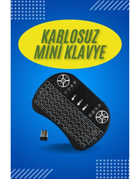 ÇOK SATAN Işıklı Kablosuz Mini Klavye ve Dokunmatik Mouse Seti Türkçe Kablosuz