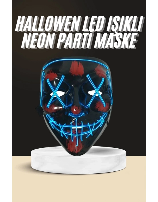 ÇOK SATAN Işıklı Led Maske Parti Eğlence Maskesi Hallowen Neon Maske