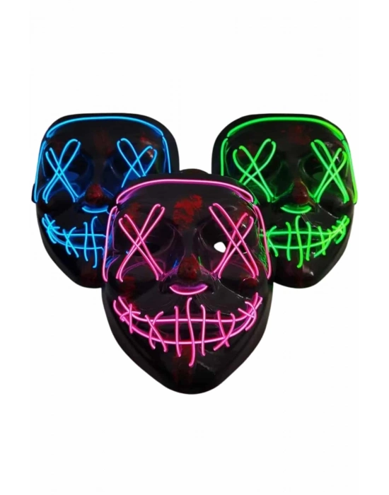 ÇOK SATAN Işıklı Led Maske Parti Eğlence Maskesi Hallowen Neon Maske