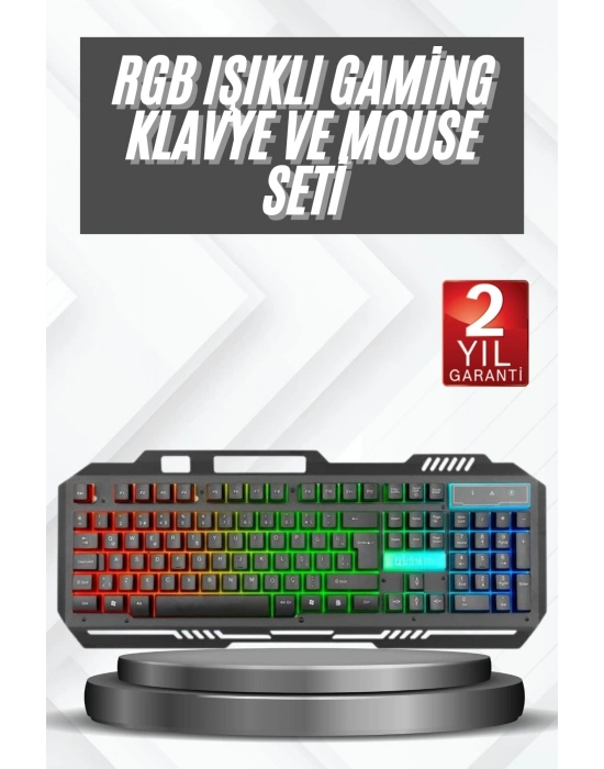 ÇOK SATAN Işıklı Oyuncu Q Klavye Mouse Seti Siyah Gaming Oyuncu Klavye
