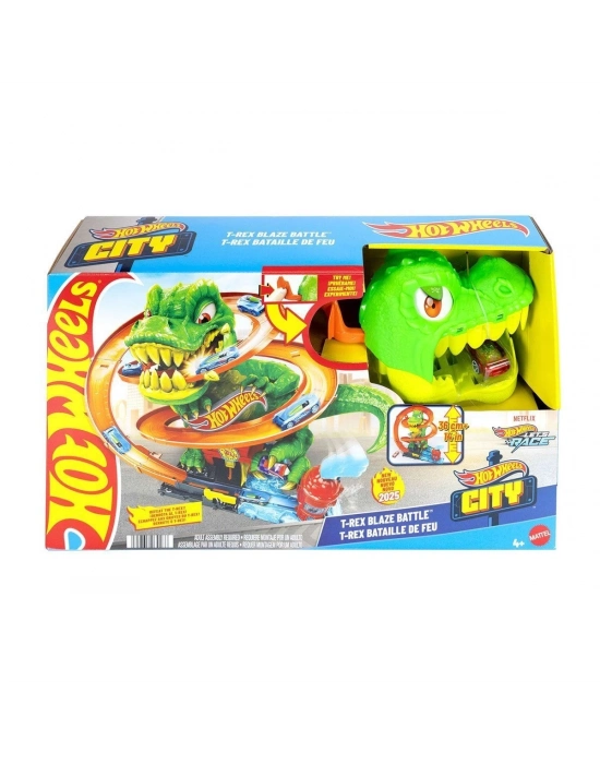 ÇOK SATAN JBM73 Hot Wheels T-Rex ve İtfaiye İstasyonu Oyun Seti