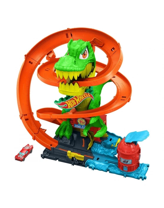 ÇOK SATAN JBM73 Hot Wheels T-Rex ve İtfaiye İstasyonu Oyun Seti